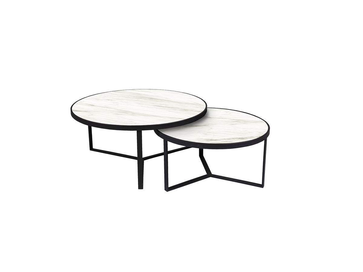 Set de 2 Mesas Auxiliares Naira Mármol Blanco y Negro Mate Schuller - vista principal | Schuller