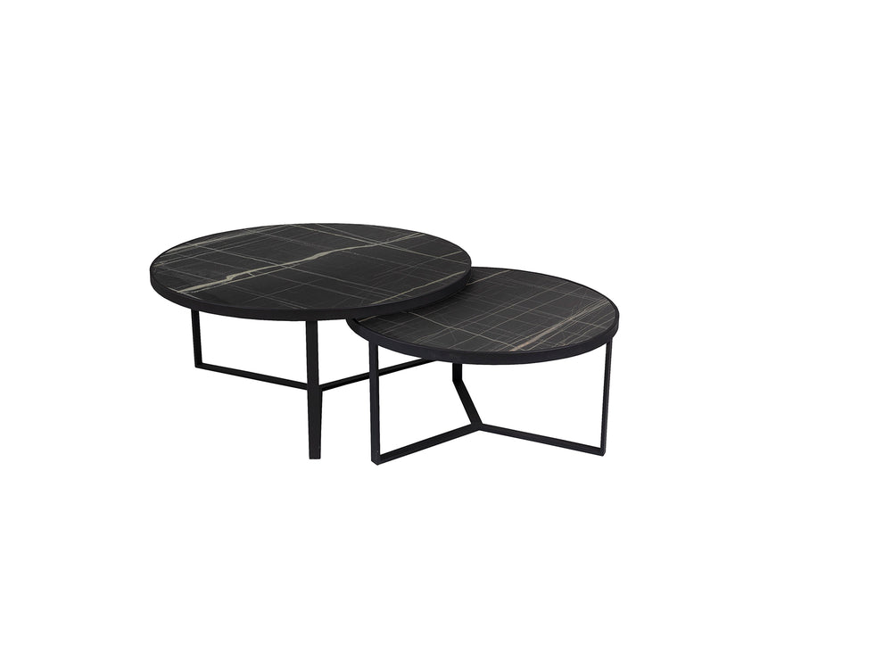 Set de 2 Mesas Auxiliares Naira Mármol Negro Schuller