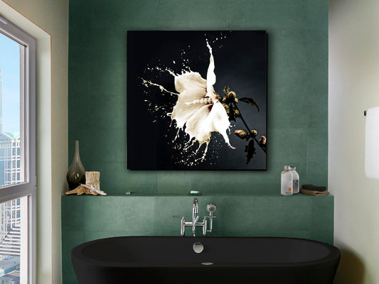 Fotografía Impresa en Cristal Templado Splash 100x100 cm Schuller en ambiente decorado | Schuller