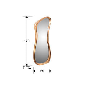 Medidas de Espejo Decorativo de pared Gina de Schuller (Gina) con marco orgánico en Pan de Oro Rosa - Ref 719483.

