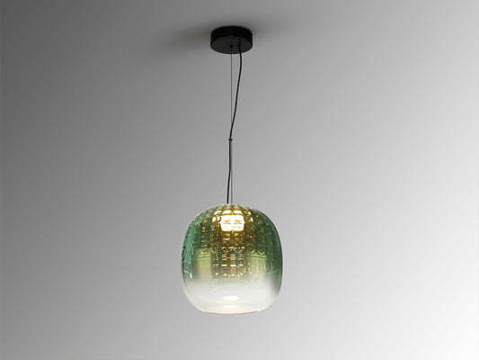 Lámpara Colgante Mares 23 cm Verde Degradado Negro Mate Schuller en ambiente decorado | Schuller