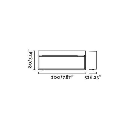 Plano con medidas de Aplique de Exterior DUNE R Rectangular Gris Oscuro 6W 4CCT Faro