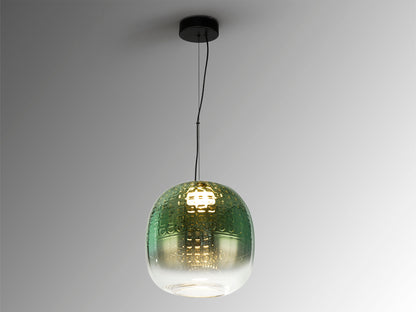 Lámpara Colgante Mares 29 cm Verde Degradado Negro Mate Schuller en ambiente decorado | Schuller