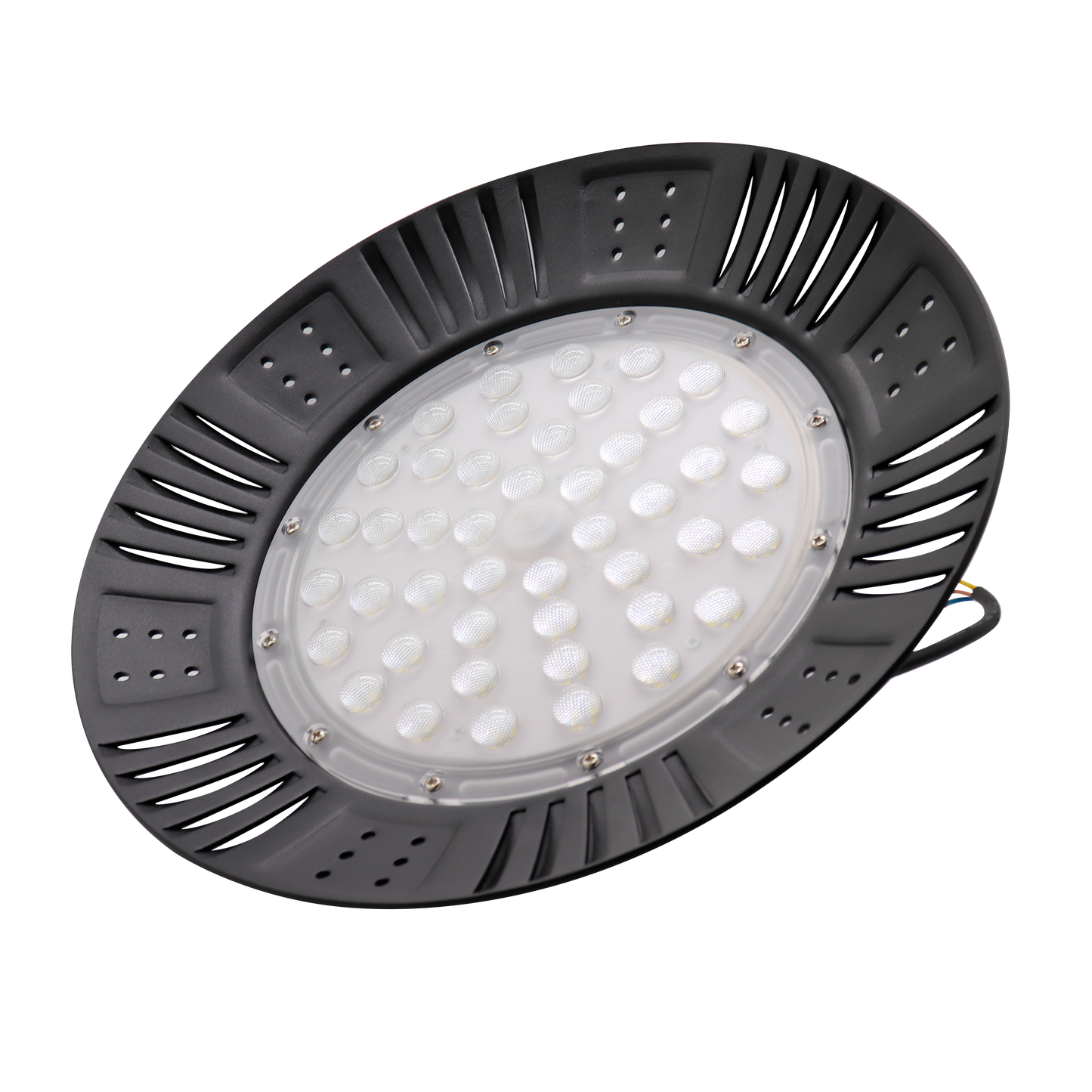 Campana Industrial Granito 150w 6500k Negra, vista frontal, luzguru.com