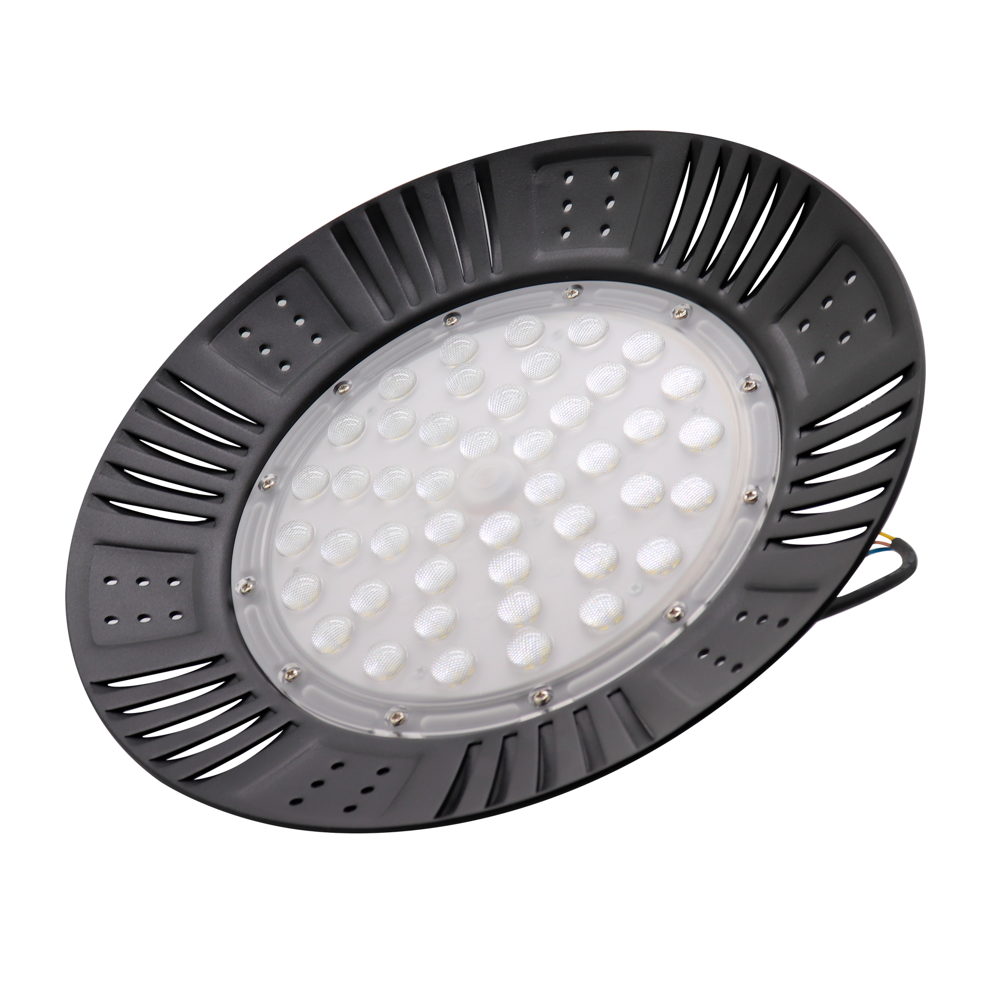 Campana Industrial Granito 150w 6500k Negra, vista frontal, luzguru.com