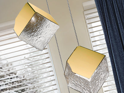 Lámpara Colgante Priscila 4 Luces Oro Cristal Texturizado Schuller - vista principal | Schuller