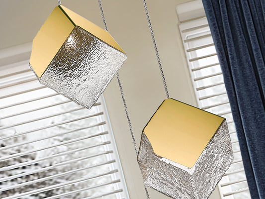 Lámpara Colgante Priscila 4 Luces Oro Cristal Texturizado Schuller - vista principal | Schuller
