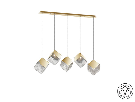 Lámpara Colgante Priscila 5 Luces Oro Cristal Schuller - vista principal | Schuller