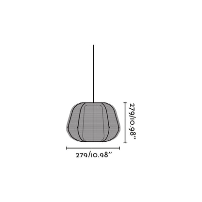 Plano con medidas de Luminaria de Suspensión Exterior NARITA Marrón Óxido 12W FARO