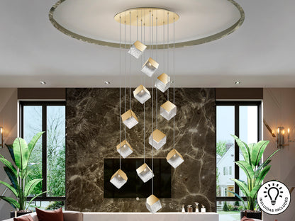 Lámpara Colgante Priscila 12 Luces 90 cm Acabado Oro Schuller en ambiente decorado | Schuller
