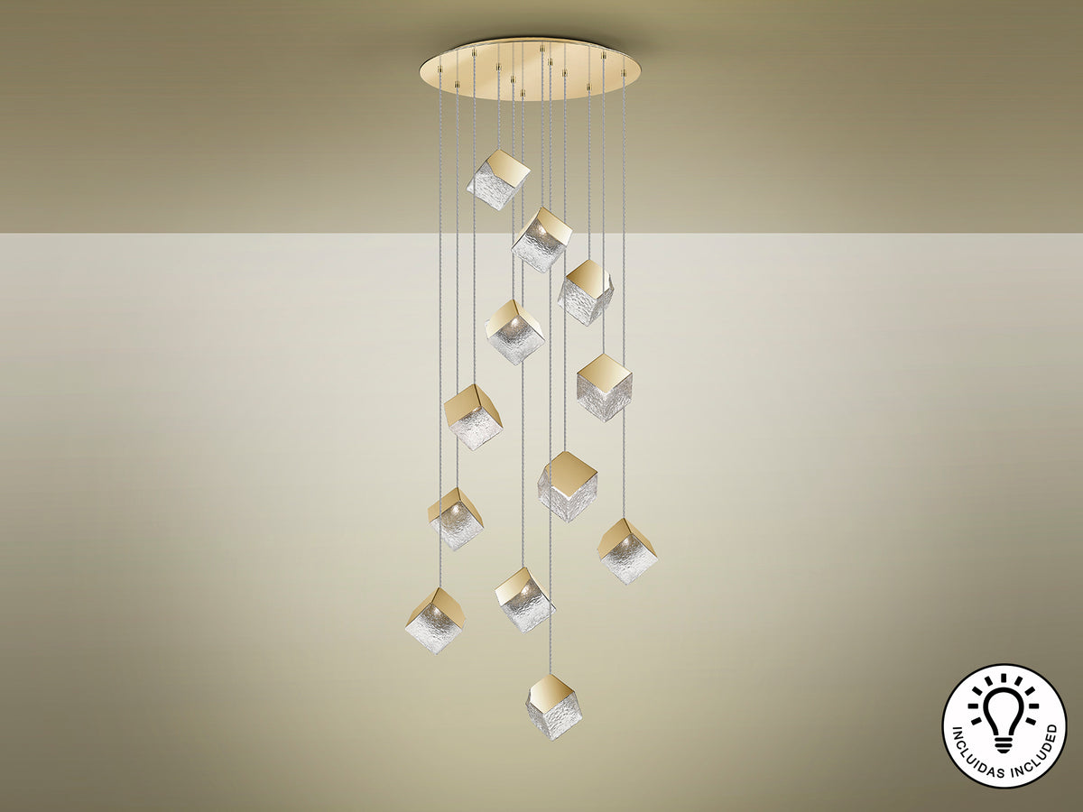 Lámpara Colgante Priscila 12 Luces 90 cm Acabado Oro Schuller en ambiente decorado | Schuller