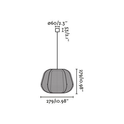 Plano con medidas de Lámpara Colgante Exterior NARITA Negro Jaula IP65 FARO