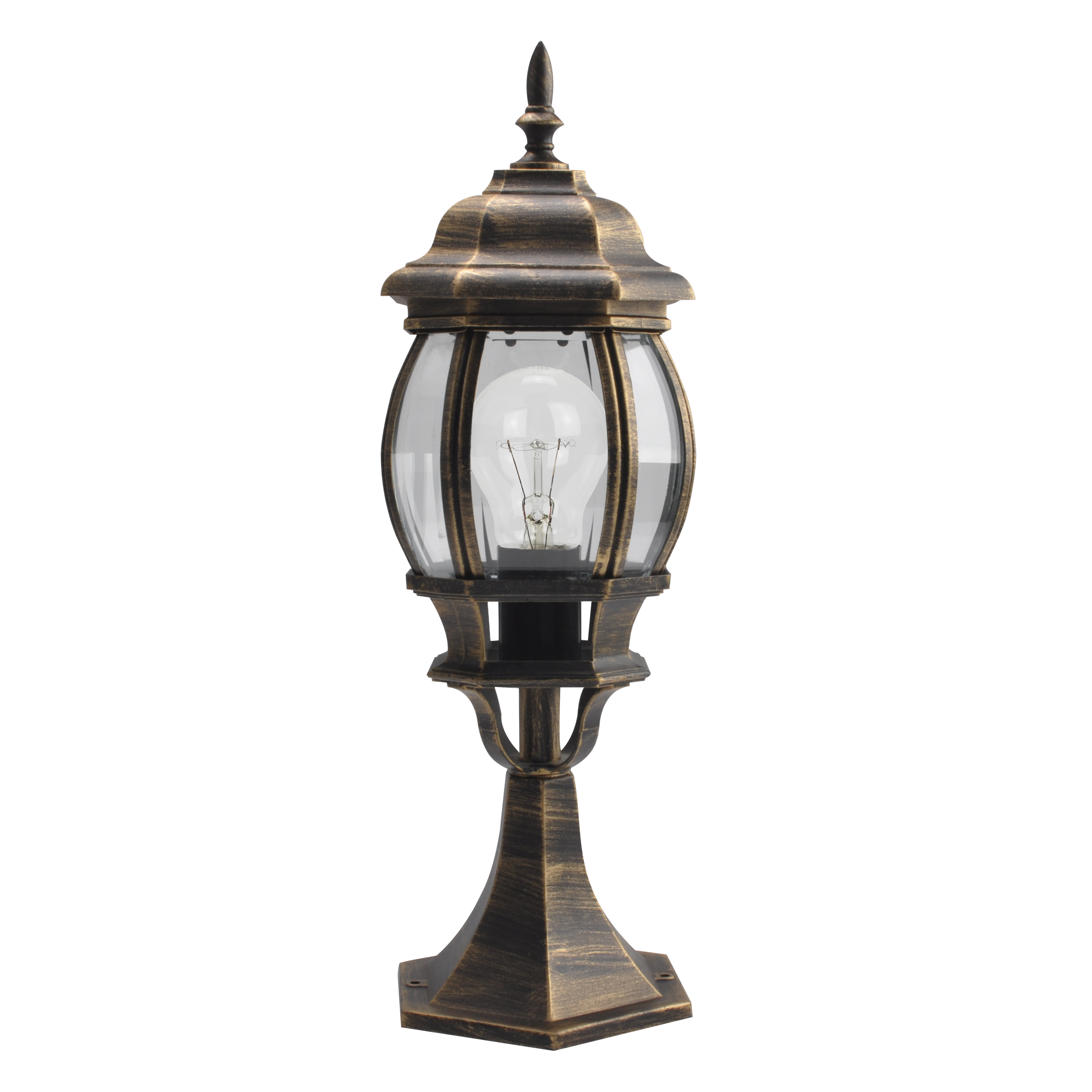 Sobremuro exterior de aluminio Caelum en negro y oro de Fabrilamp, ideal para iluminación exterior.