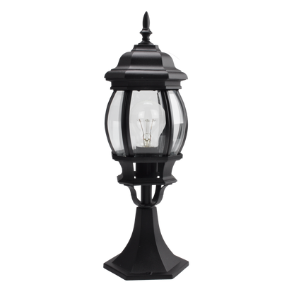 Sobremuro Caelum fabricado en aluminio color negro, ideal para iluminar tu entrada