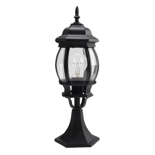 Sobremuro Caelum fabricado en aluminio color negro, ideal para iluminar tu entrada