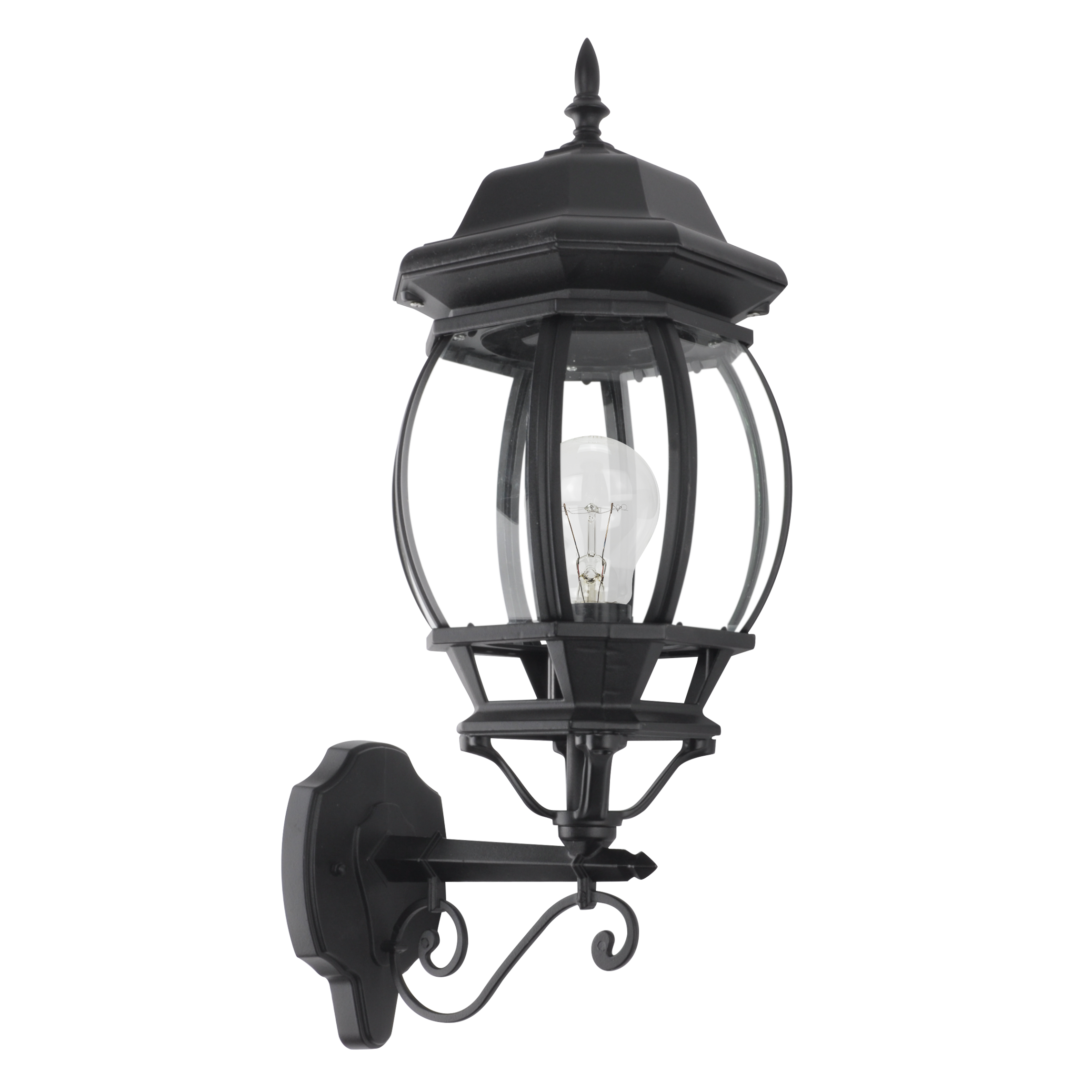 Aplique exterior de aluminio Caelum, color negro, IP44, Fabrilamp. Iluminación elegante para exteriores.