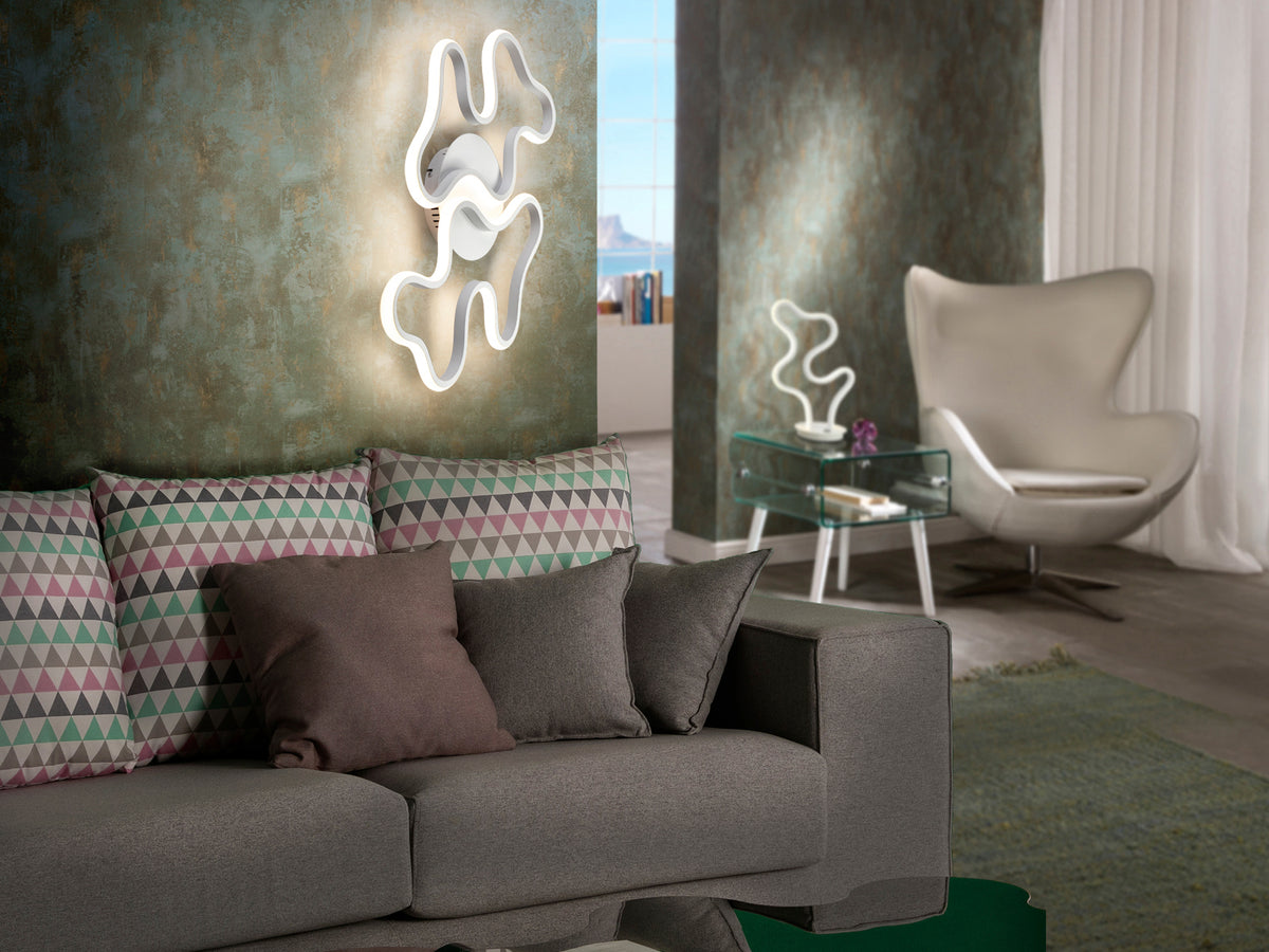Plafón de Techo LED Marea Grande Blanco Arenado 28W Schuller en ambiente decorado | Schuller