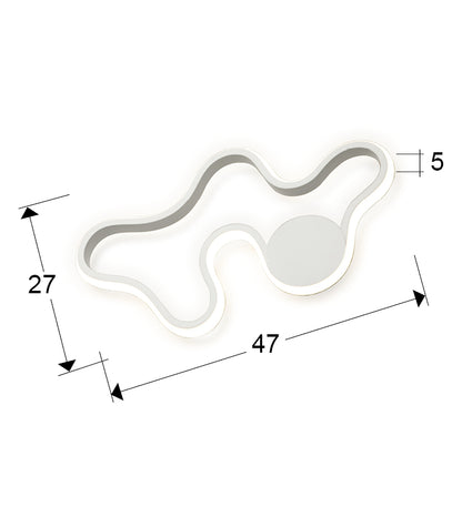 Plano con medidas de Aplique de Pared LED Marea 14W Blanco Arenado Schuller