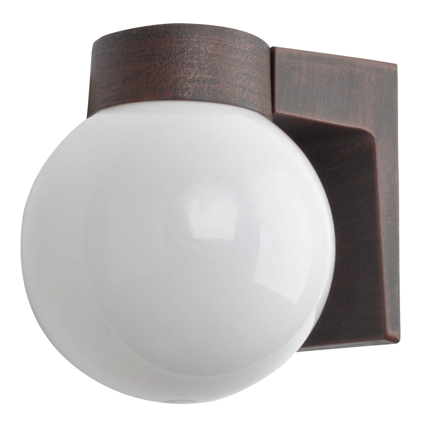 Aplique Procyon fabricado en aluminio color marrón con difusor de policarbonato blanco.