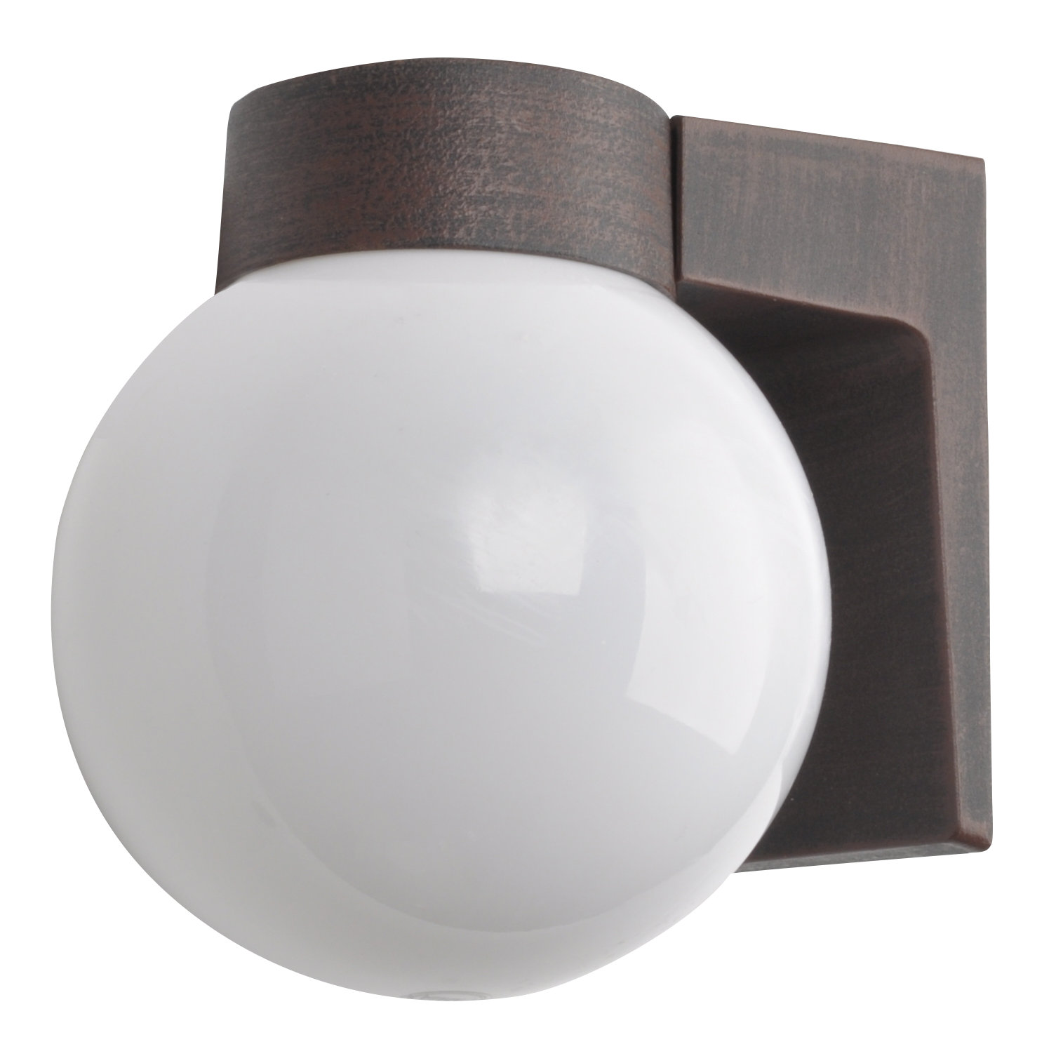 Aplique Procyon fabricado en aluminio color marrón con difusor de policarbonato blanco.