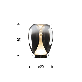 Medidas de Lámpara de Sobremesa Suspiro de Schuller (Suspiro) con base cromada y tulipa de cristal soplado ahumado - Ref 724319.

