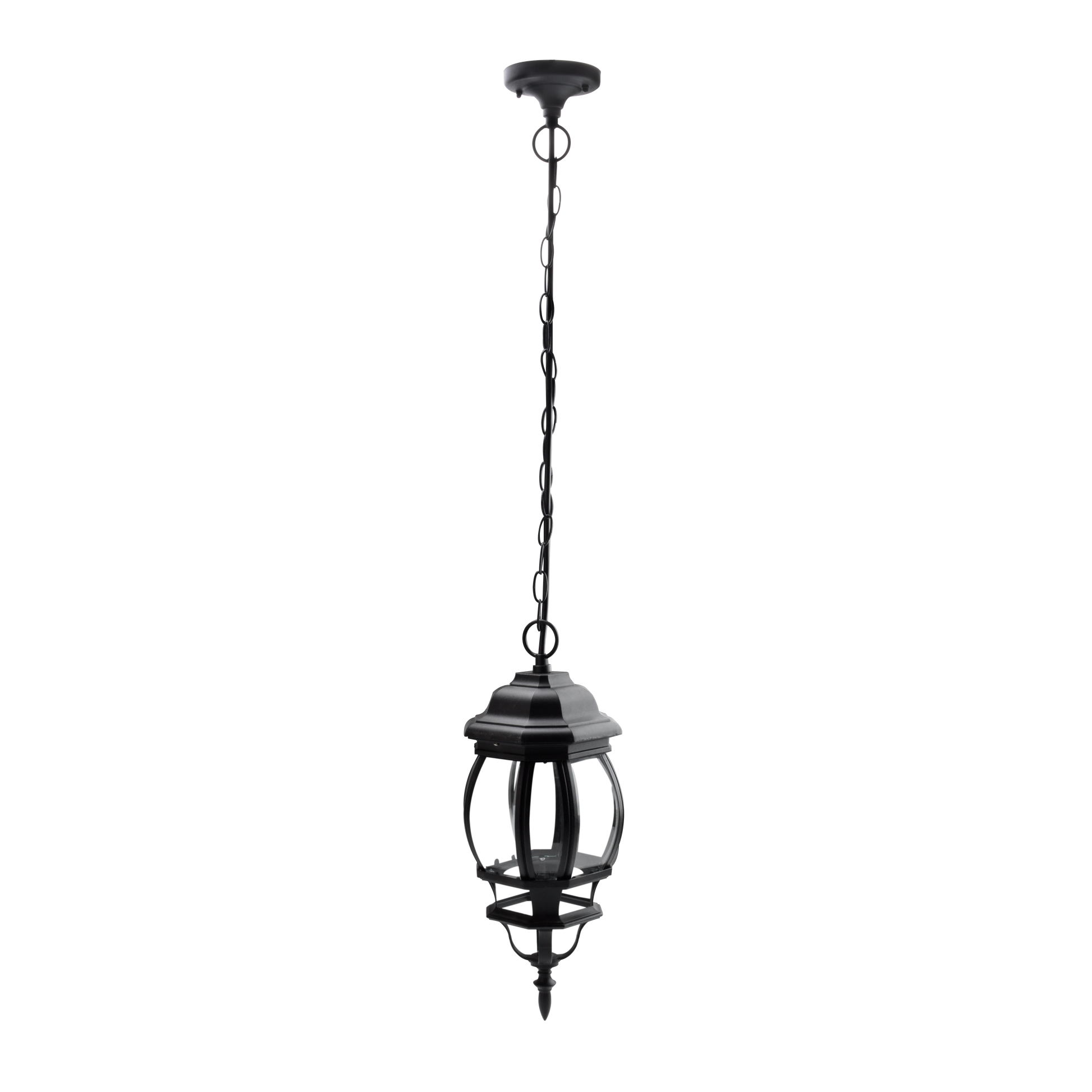 Colgante Caelum fabricado en aluminio color negro, ideal para iluminar entradas.