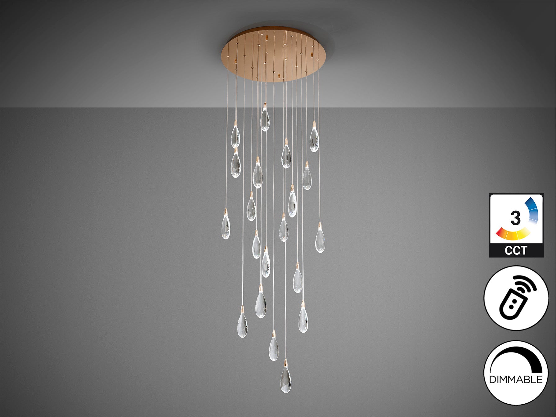 Lámpara Lágrimas 20 Luces Oro Rosa Regulable - Schuller - 452274 - Vista 4