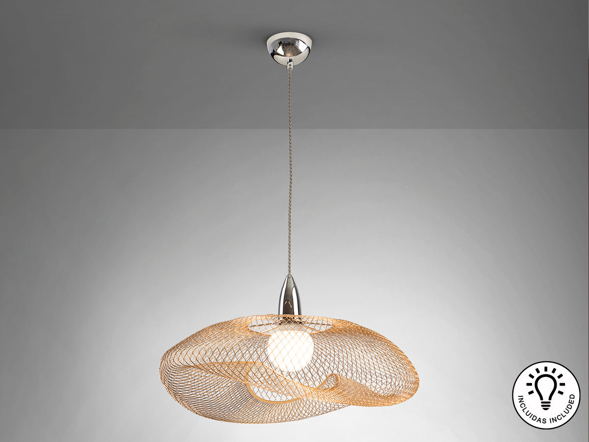 Lámpara Colgante Forma 1 Luz Cromo y Oro Schuller en ambiente decorado | Schuller