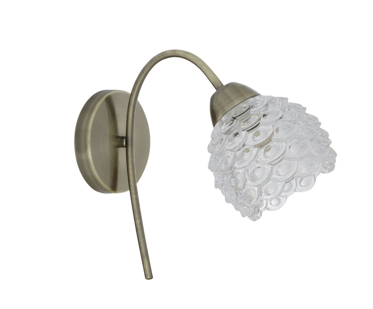 Aplique Bagan fabricado en metal color cuero con tulipa de cristal transparente