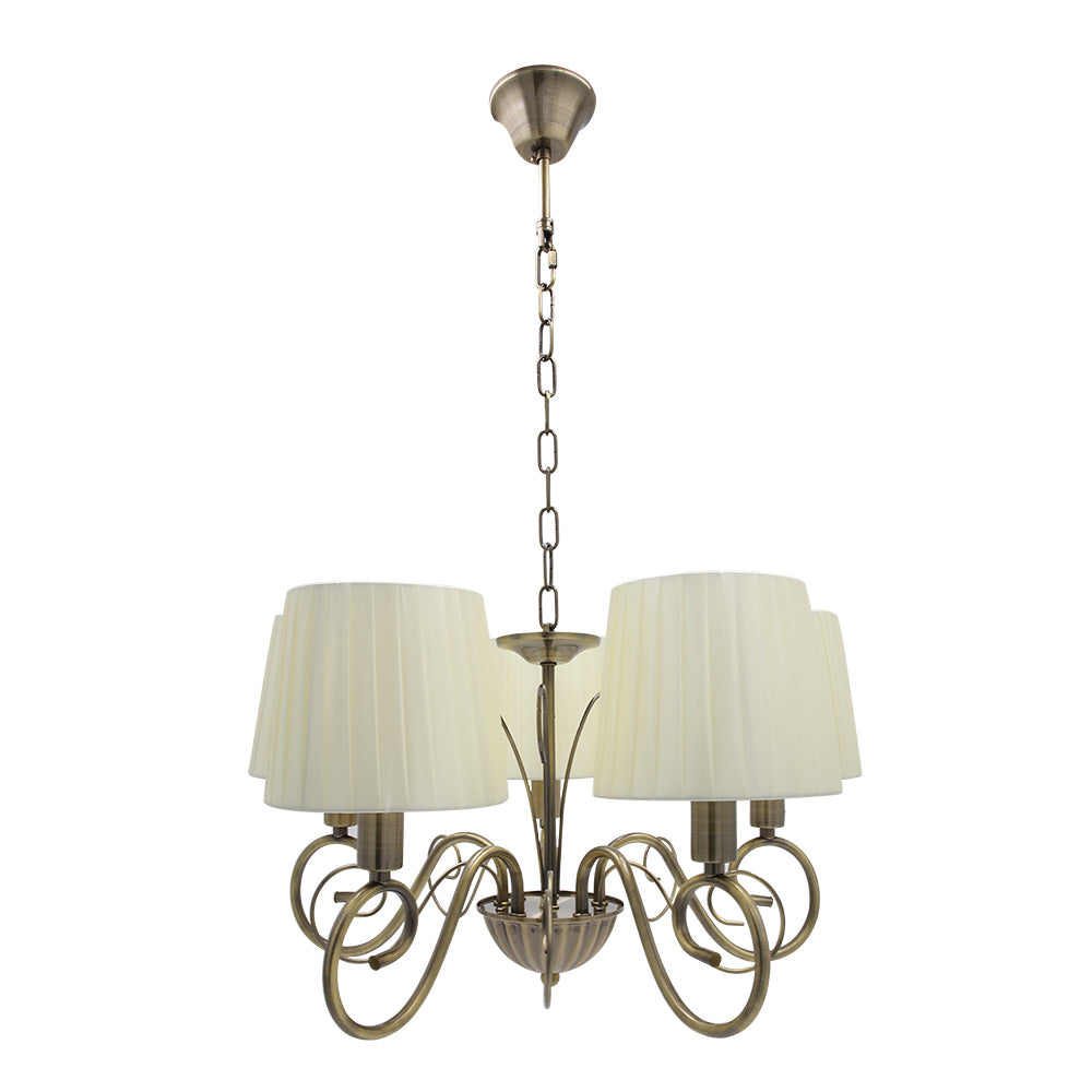 Lámpara Amsterdam fabricada en Metal color Cuero y Textil color Beige