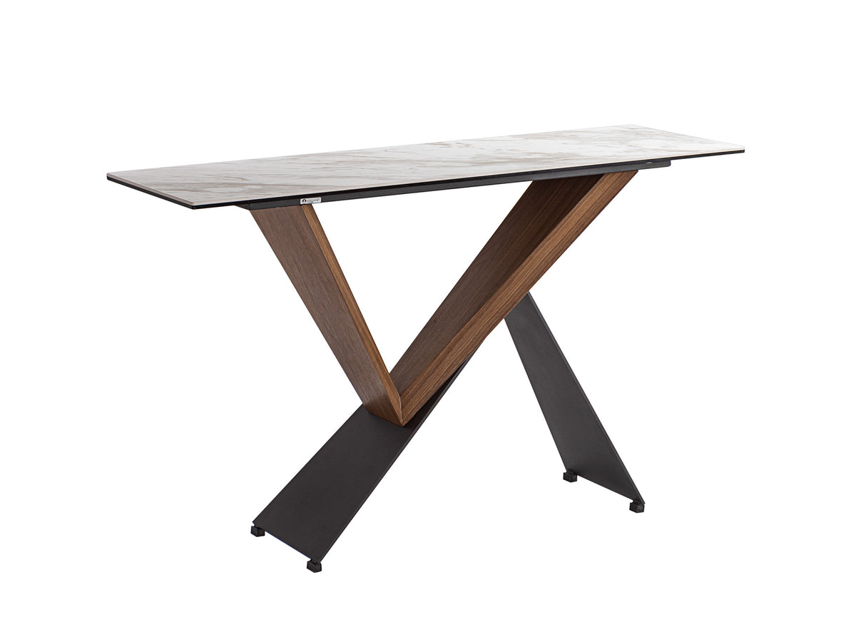 Consola Noa 130 cm Metal Negro y Tapa Mármol Blanco Schuller - vista principal | Schuller