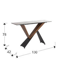 Medidas de Consola Noa de Schuller (Noa) en Nogal y metal Negro con tapa porcelánica efecto mármol blanco - Ref 742481.

