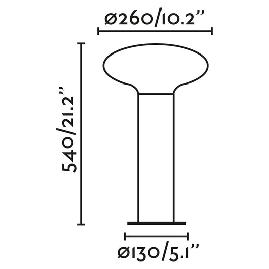 Plano con medidas de Lámpara Sobremuro Exterior Blubs 540 61 cm Gris Oscuro Faro