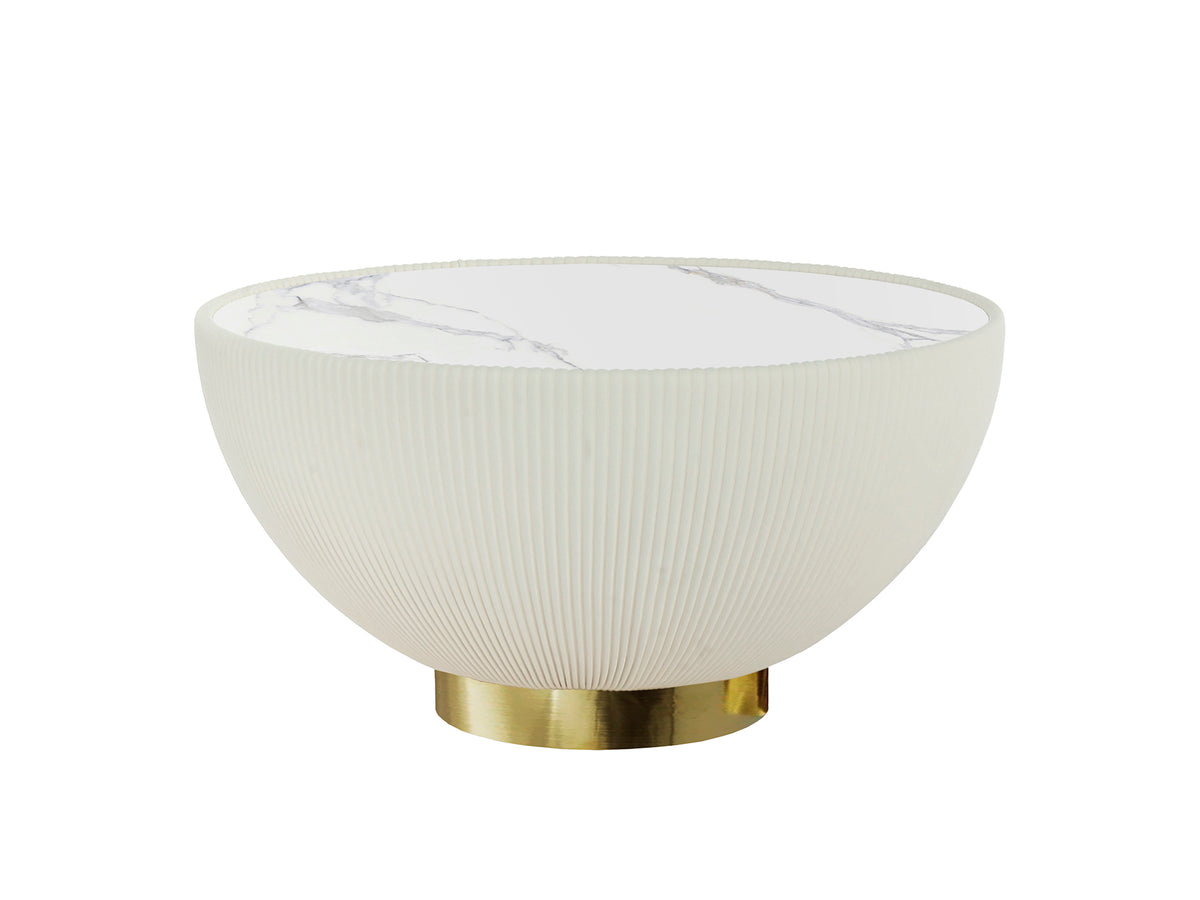 Mesa de Centro Redonda Candy 72 cm Blanco y Latón Schuller - vista principal | Schuller
