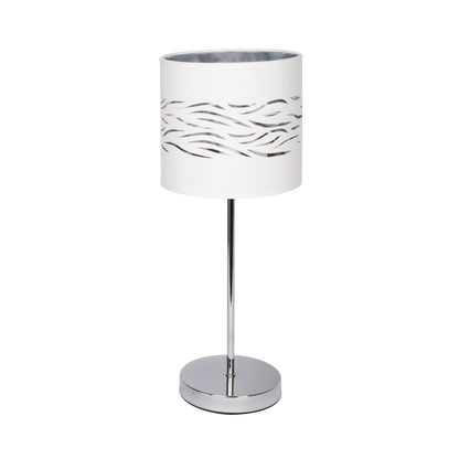 Sobremesa Niebla Cromo/Blanco-Plata de Fabrilamp, diseño moderno y elegante para iluminar tu hogar.