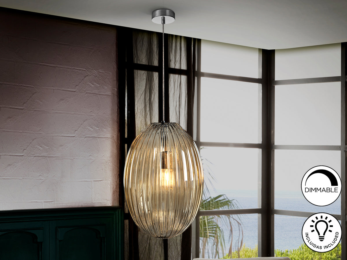 Lámpara Colgante Ovila Cristal Schuller - 1 luz Ø30 cm, Coñac | Schuller · Ref. 752091