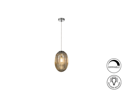 Lámpara Colgante Ovila 20 cm Cromo y Cristal Coñac Schuller en ambiente decorado | Schuller