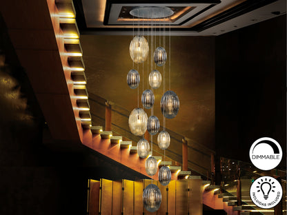 Lámpara Colgante Ovila 13 Luces Cristal Coñac y Smoke Schuller en ambiente decorado | Schuller · Ref. 752459