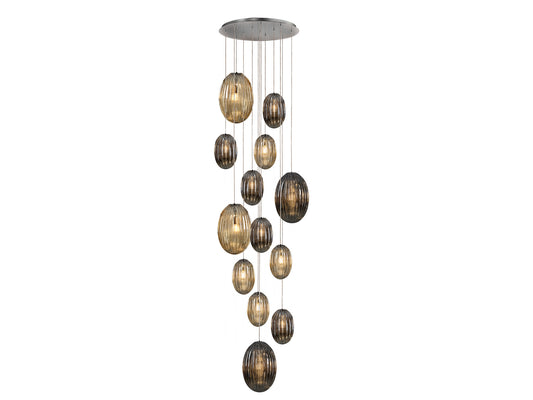 Lámpara Colgante Ovila 13 Luces Cristal Coñac y Smoke Schuller - vista principal | Schuller