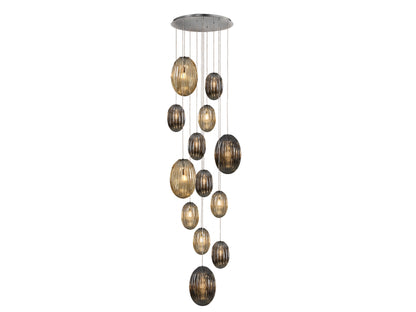 Lámpara Colgante Ovila 13 Luces Cristal Coñac y Smoke Schuller - Estándar, No regulable | Schuller · Ref. 752459