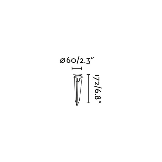 Plano con medidas de Estaca de anclaje para proyector PUK 59/85 negra FARO