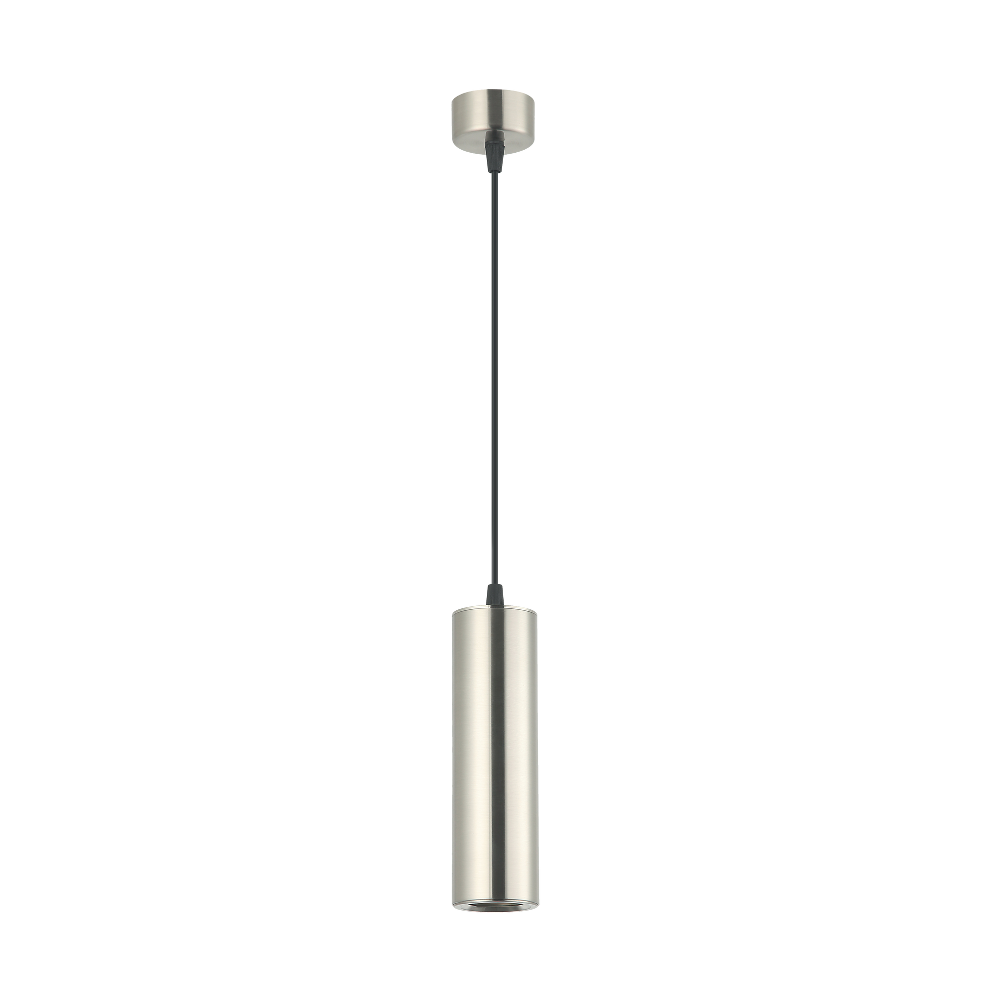 Lámpara colgante Drach fabricada en aluminio color níquel, ideal para salón
