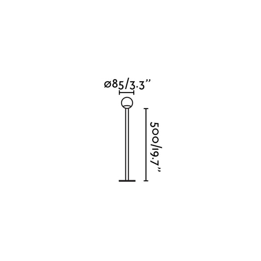 Baliza CUCA 500 fabricada en acero inoxidable color negro con difusor opal