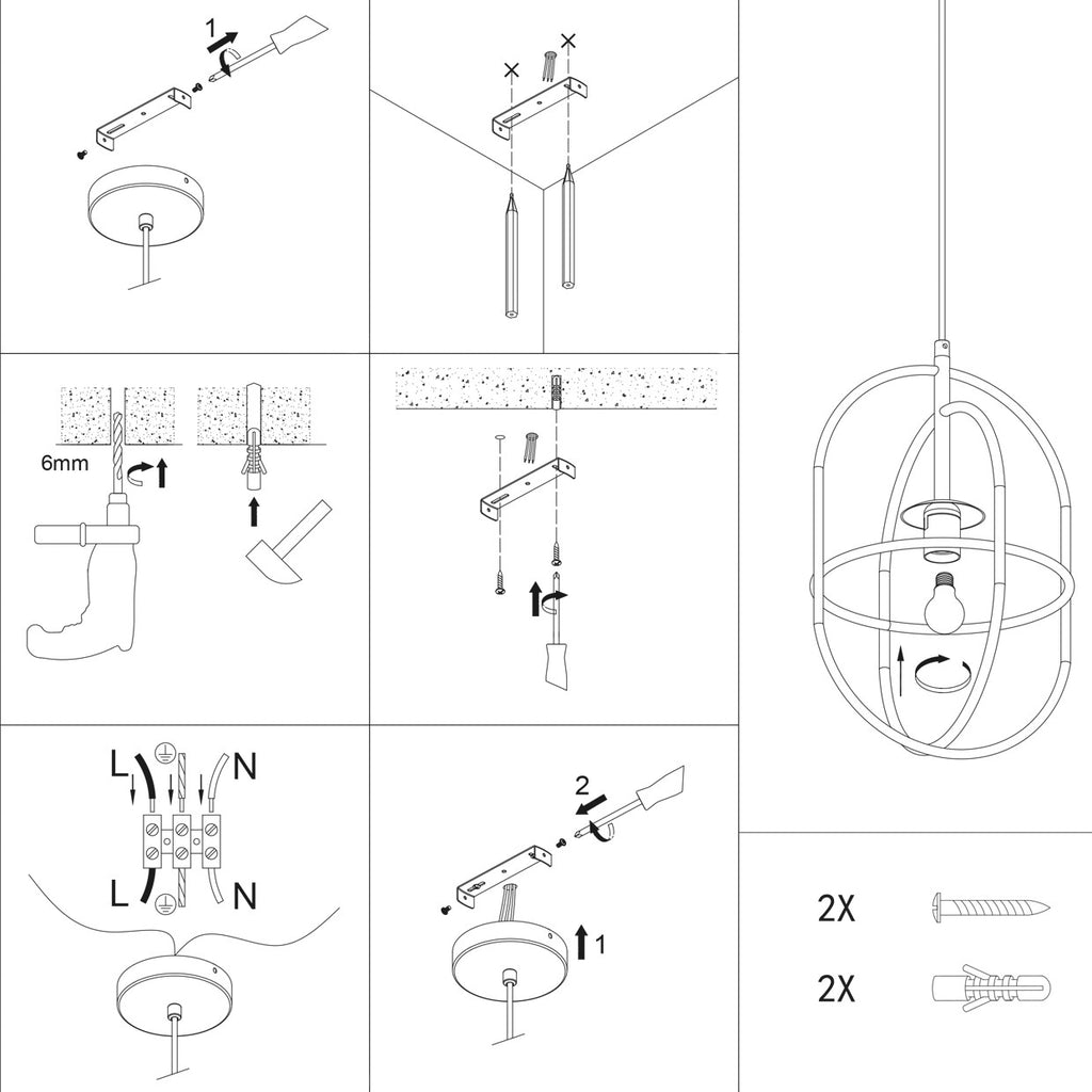 Detalle tulipa opal y estructura metal del colgante Astro ALEMAR - Vista lateral