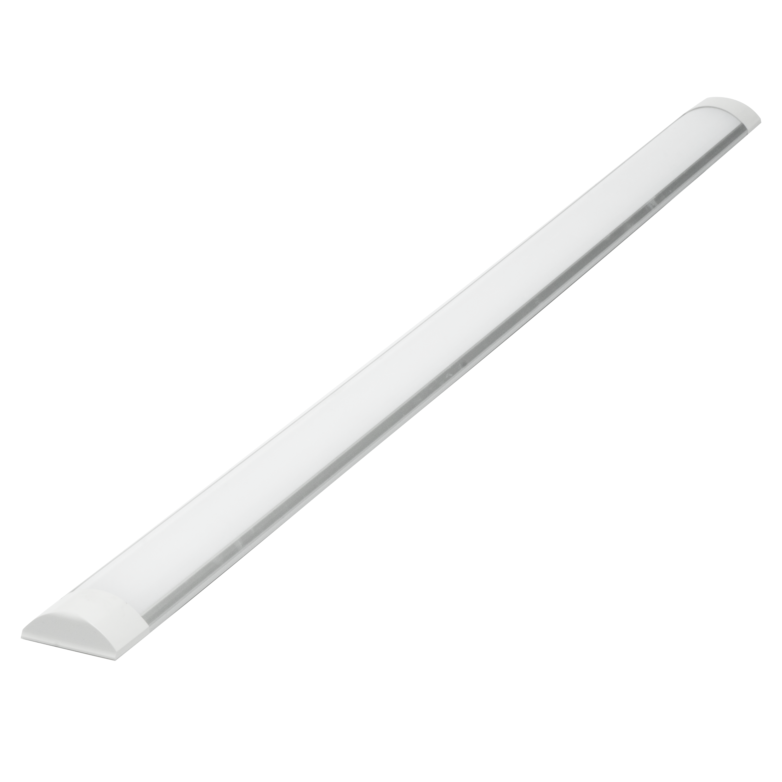 Regleta Sergin 36W 4000K blanca, vista frontal. Iluminación LED eficiente para interiores.