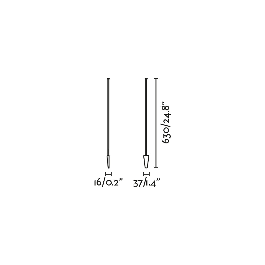Plano con medidas de Accesorio Estaca Exterior CLAP 630 cm Marrón Óxido FARO