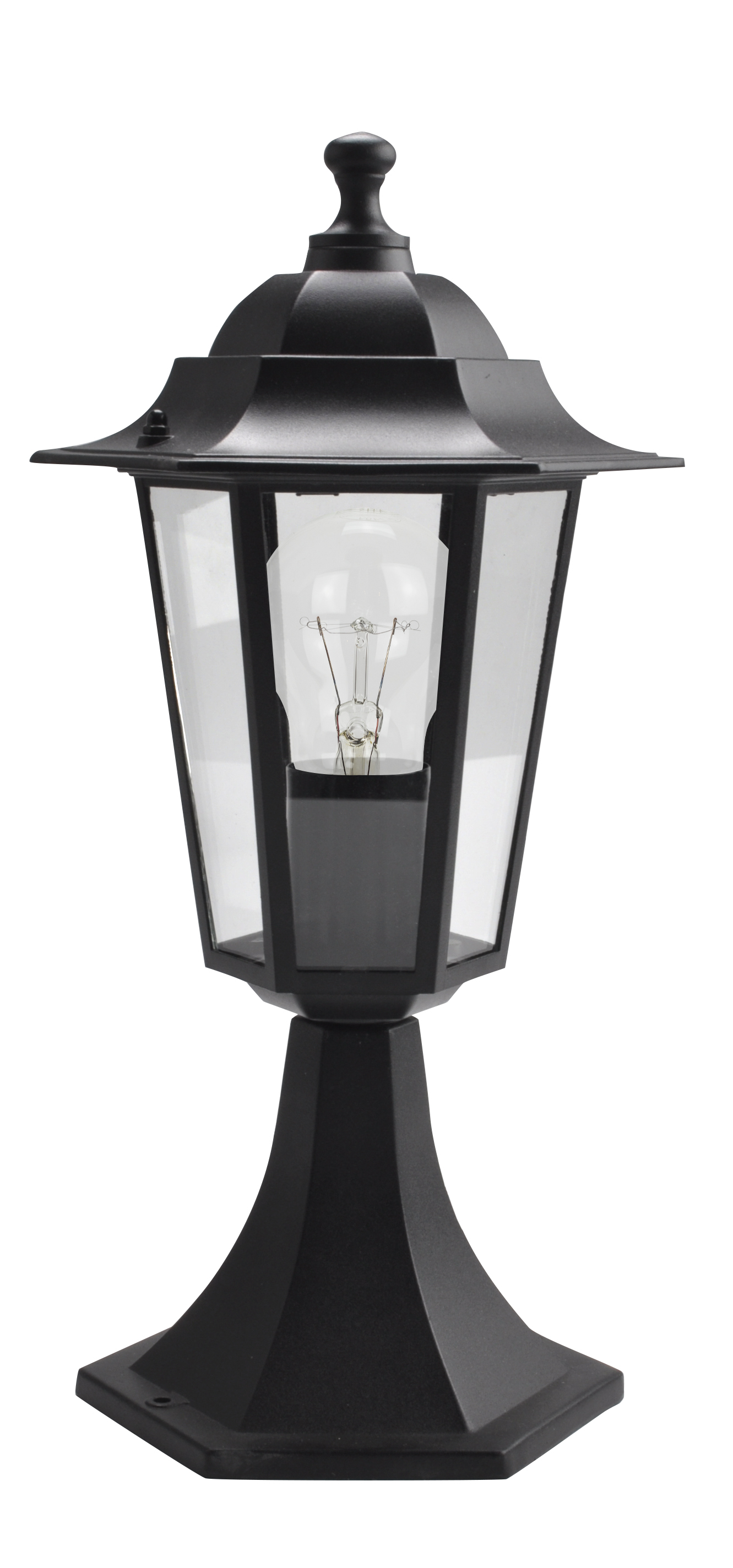 Sobremuro Auriga fabricado en aluminio color negro, ideal para iluminar tu entrada