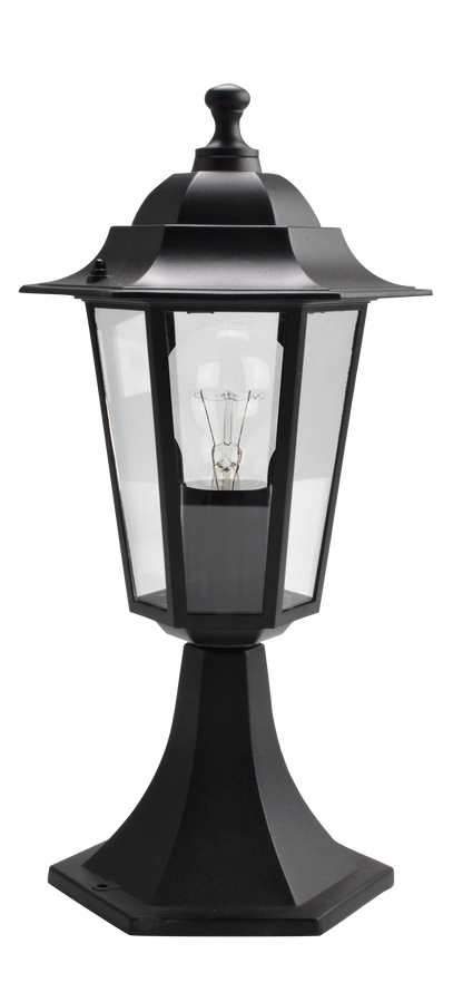 Sobremuro Auriga fabricado en aluminio color negro, ideal para iluminar tu entrada