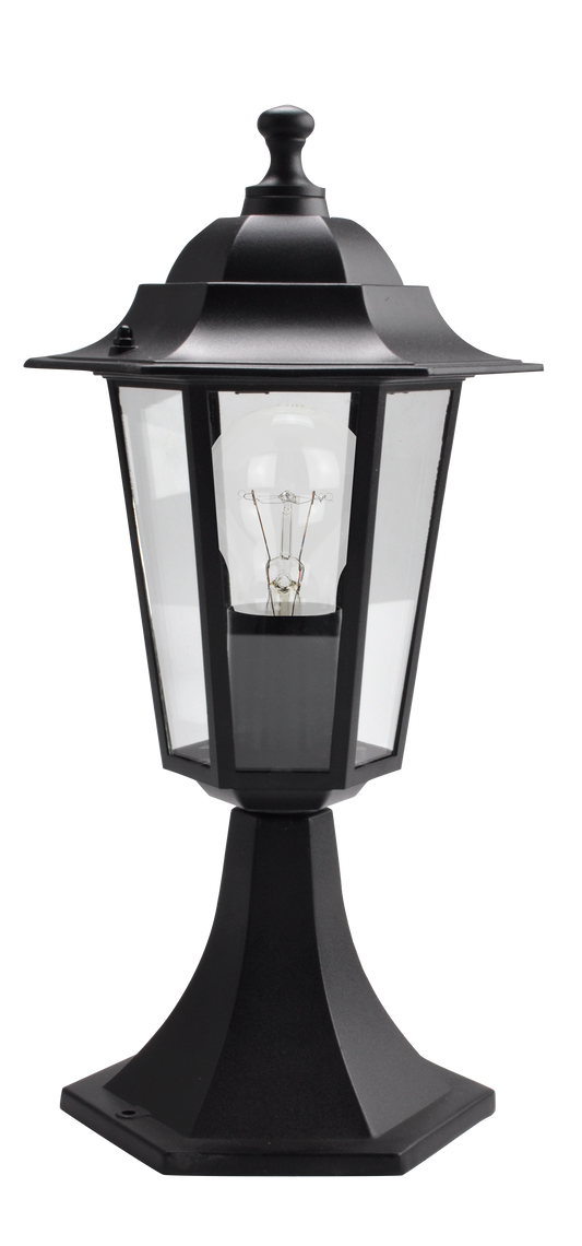 Sobremuro Auriga fabricado en aluminio color negro, ideal para iluminar tu entrada