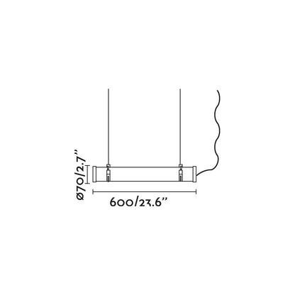 Plano con medidas de Luminaria Colgante Exterior SCUBA Cromo FARO - 60 cm · 20W · Ref. 75753